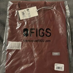 Figs Catarina Scrub Top, Large, Dark Cherry